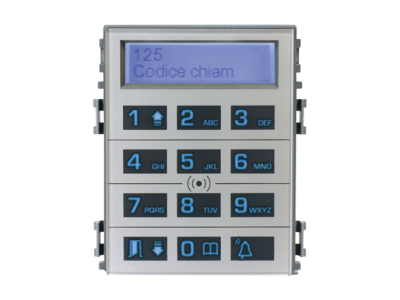 Сенсорная кодонаборная клавиатура для панелей THANGRAM с информационным дисплеем и считывателем, цвет металл