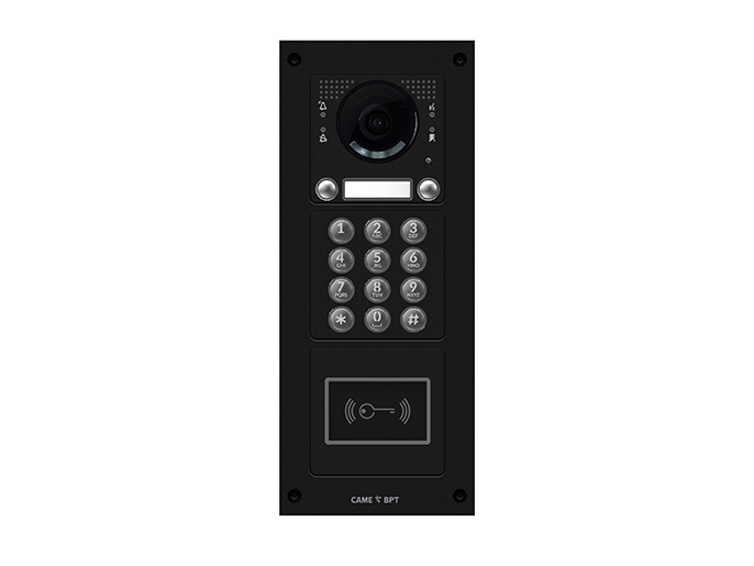 Вызывная вандалозащитная IP-видеопанель MTM с 2 кнопками, кодонаборной клавиатурой и считывателем, 3 модуля, цвет темно-серый