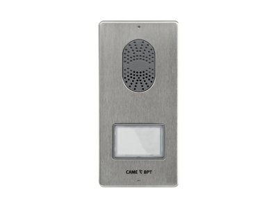 Вызывная аудиопанель LITHOS с 1 кнопкой, фронтальная панель из сатинированной стали, цвет серый